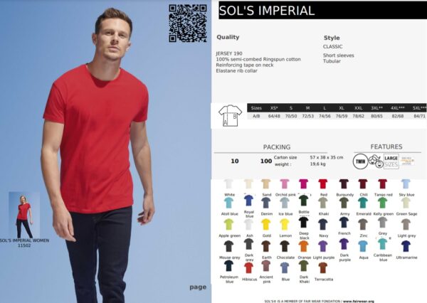 Universalūs marškinėliai SOLS Imperial - Image 5