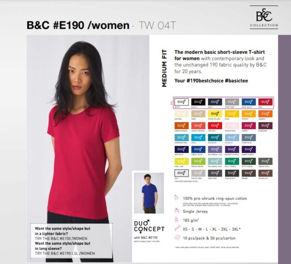 Moteriški marškinėliai B&C E190 Women - Image 4