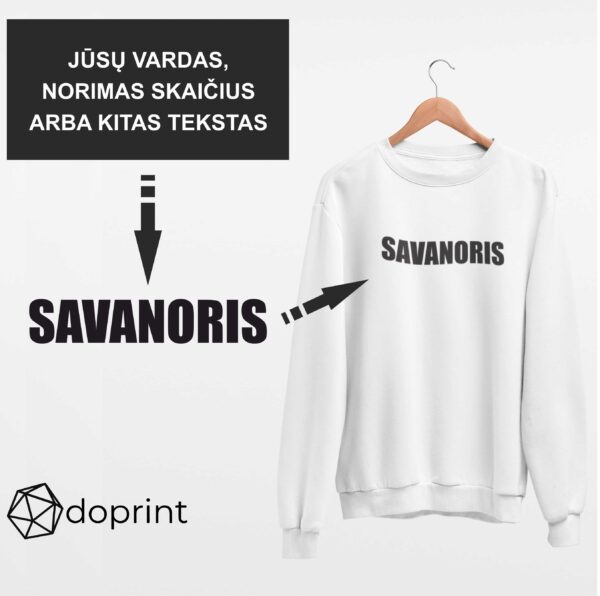 Džemperis su užrašu (be gobtuvo)