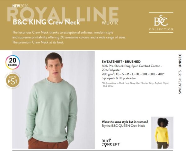 Vyriškas džemperis be kapišono B&C King Crew Neck - Image 8