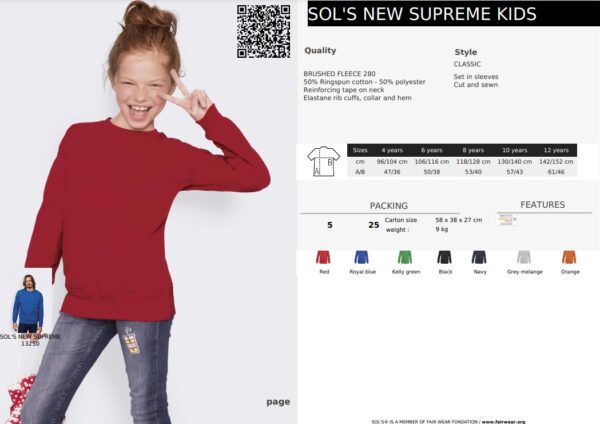 Vaikiškas džemperis be kapišono SOLS New Supreme Kids - Image 4