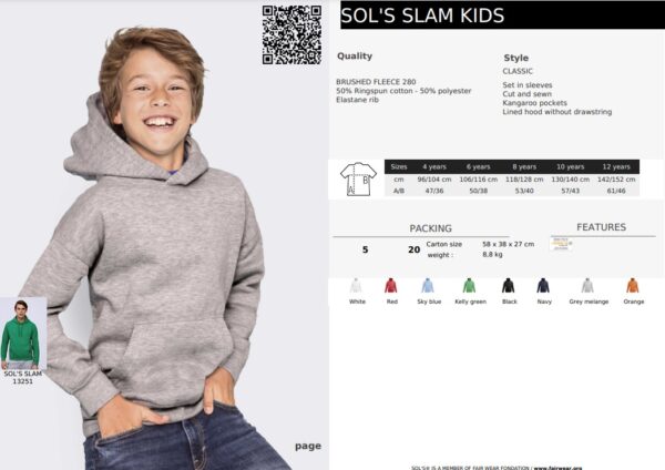 Vaikiškas džemperis su kapišonu SOLS Slam Kids - Image 4